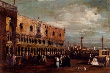 弗朗西斯科 格拉蒂 Venice A View Of The Piazzetta Looking South With The Palazzo Ducale 弗朗西斯科 格拉蒂 Venice A View Of The Piazzetta Looking South With The Palazzo Ducale